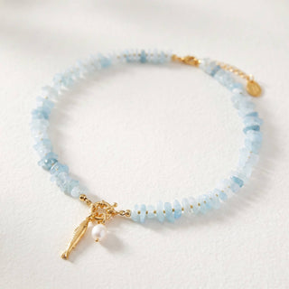 Aquamarine Pearl Charm Necklace