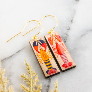 Retro Lobster Rectangle Earrings