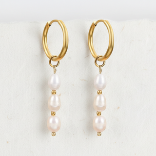 Lustrous Cascade Pearl Hoop Earrings