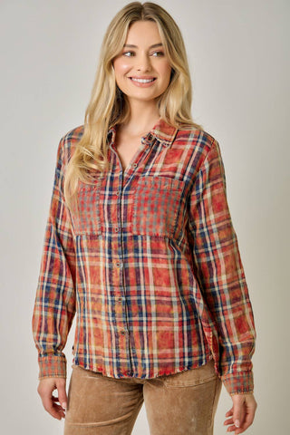 Hearthstone Washed Plaid Fringe Shirt