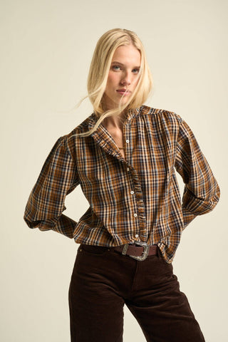 Alexa Plaid Blouse - Blue