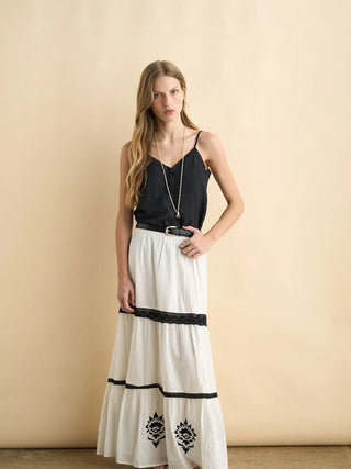 Eleanor Embroidered Midi Skirt