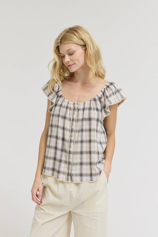 Bramble Plaid Button Front Blouse
