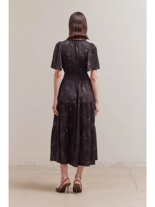 Lizzie Floral Print Satin Dress with Pockets