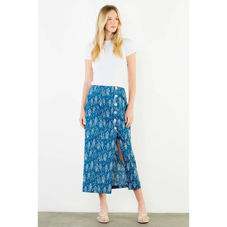 The Side Button Fish Pattern Skirt