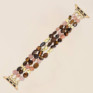 Golden Rosewood Stone Stretch Apple Watch Strap