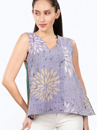 Reversible Kantha Sleeveless Top