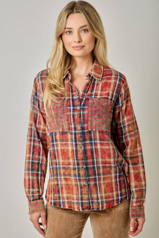 Hearthstone Washed Plaid Fringe Shirt