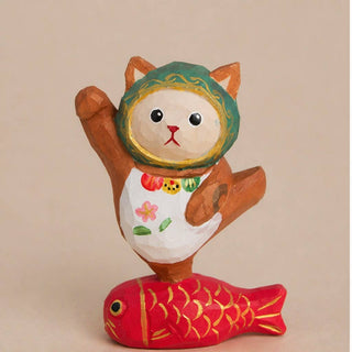 Cat Dancing on Fish Figurine