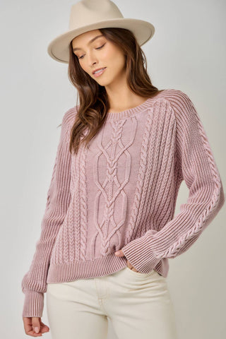 Meadowbrook Washed Cable Knit Sweater