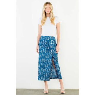 The Side Button Fish Pattern Skirt