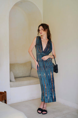 Clara Maxi Slip Dress in Deep Sea Blue