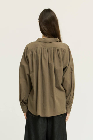 The Olive Grove Shirred Cotton Shirt