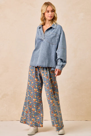 Avril Mineral Washed Wide Leg Denim