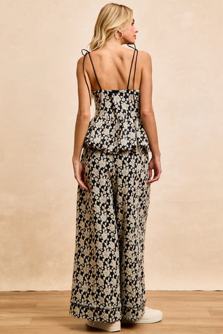 Colleen Floral Jacquard Wide Leg Pant