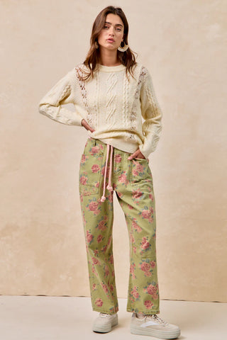 Emily Braided Belt Floral Denim