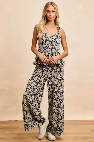 Colleen Floral Jacquard Wide Leg Pant