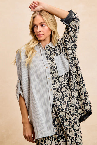 Colleen Stripes and Floral Mix Shirt