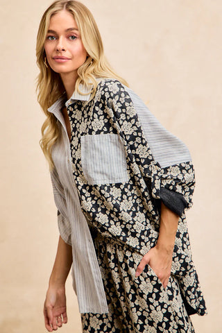 Colleen Stripes and Floral Mix Shirt