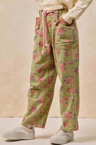 Emily Braided Belt Floral Denim